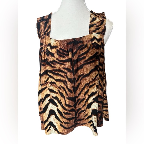 Eb & Ive, NZ designer, linen & rayon flowy top, summer, tiger print, NEW M/L - Picture 3 of 8